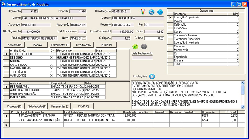 Desenvolvimento do Produto Módulo APQP GQuality Flexsys