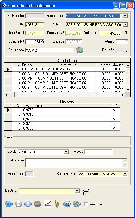 Controle de Recebimento Módulo Recebimento GQuality Flexsys