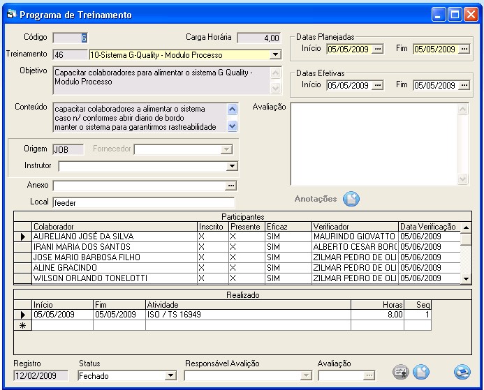 Programa de Treinamento Módulo RH GQuality Flexsys